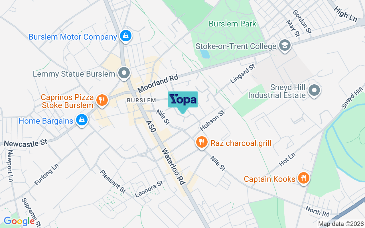 Map showing the location of ST6 2FD