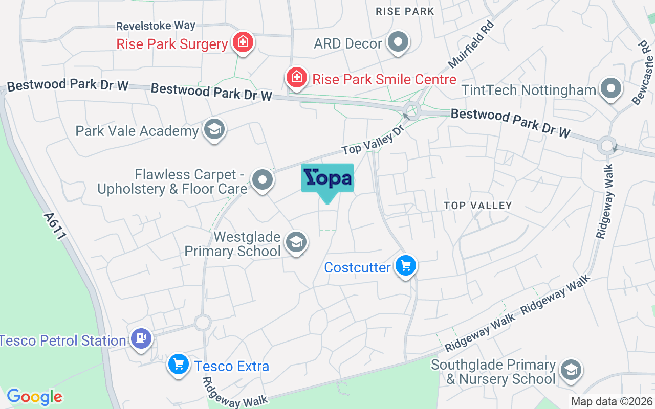 Map showing the location of NG5 9HY