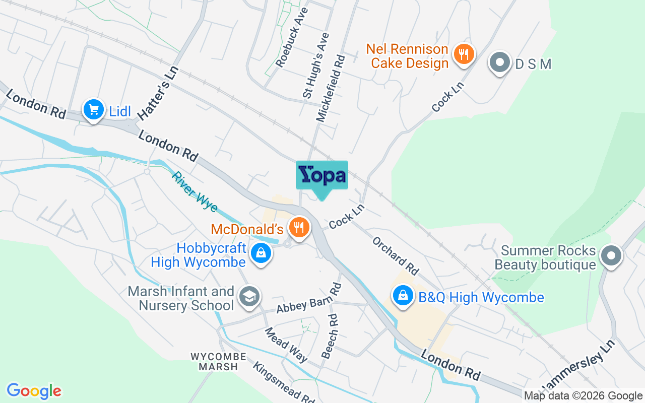 Map showing the location of HP13 7HF