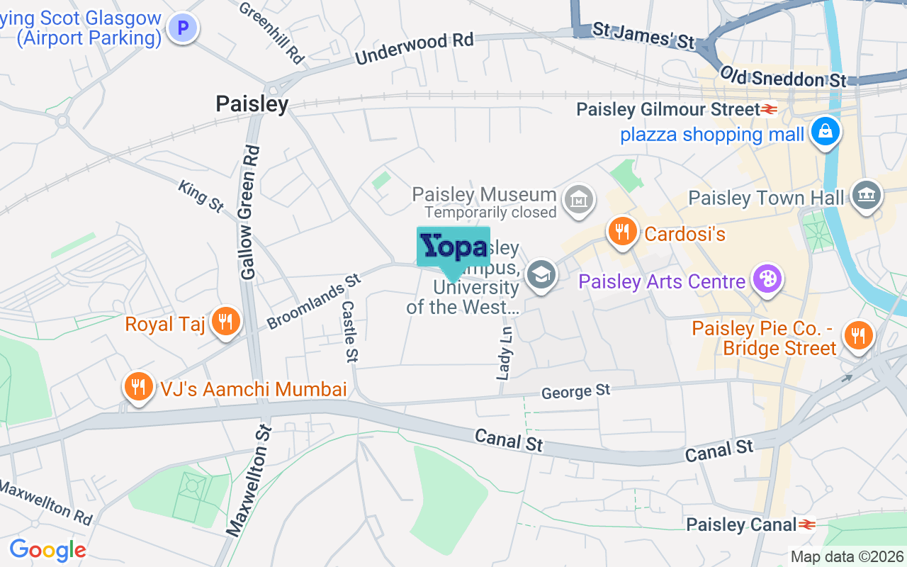Map showing the location of PA1 2EF