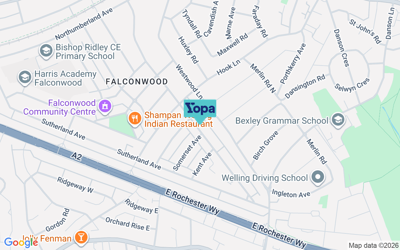 Map showing the location of DA16 2LQ