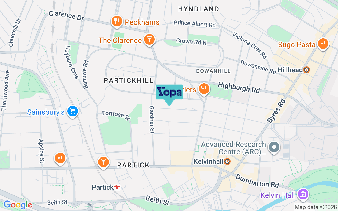 Map showing the location of G11 5DT
