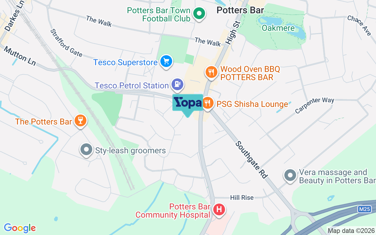Map showing the location of EN6 2QL