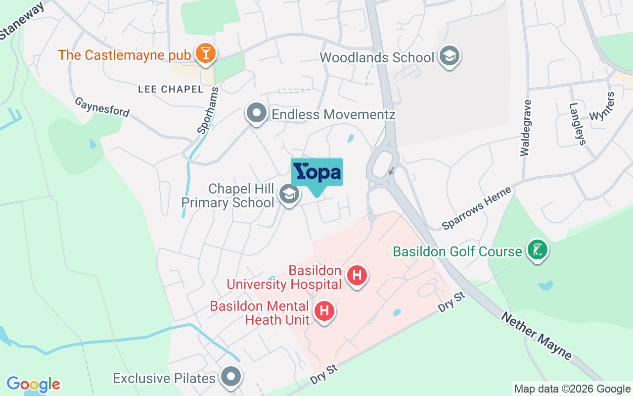 Map showing the location of SS16 5PQ