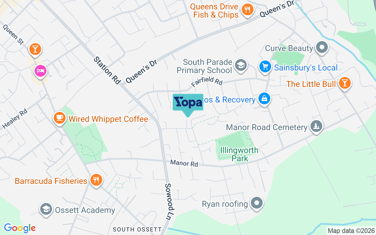 Map showing the location of WF5 0LA