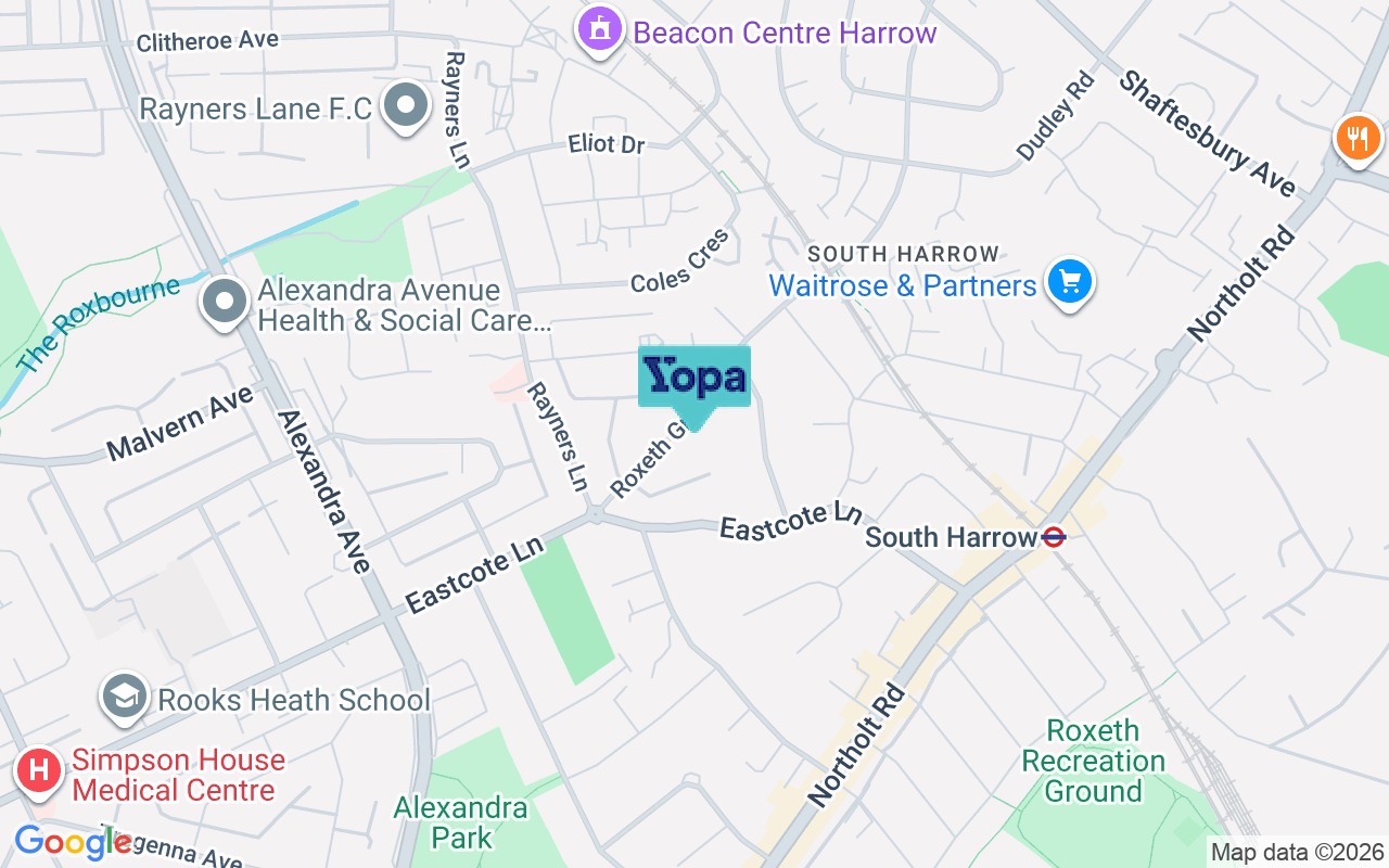 Map showing the location of HA2 8AF