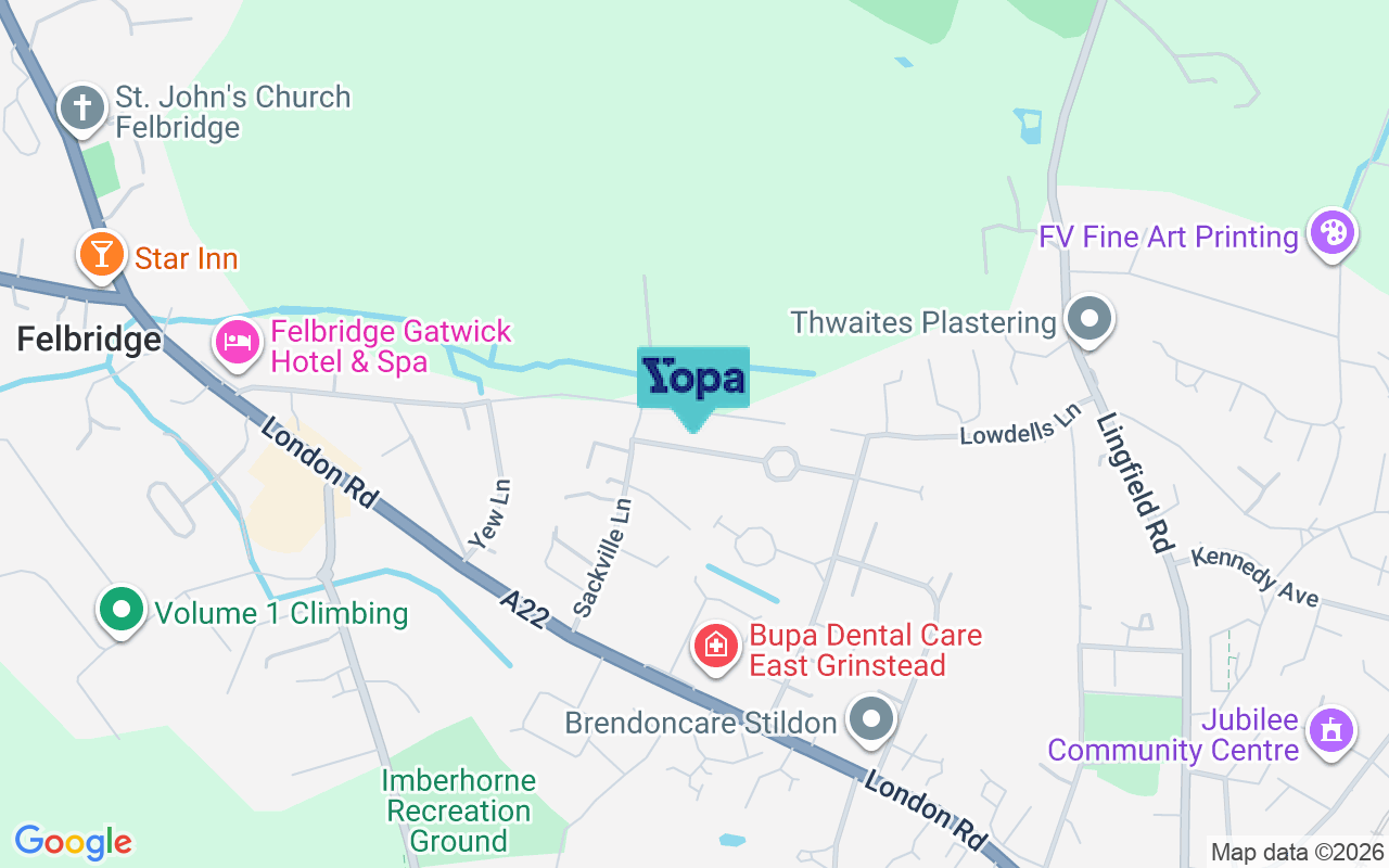 Map showing the location of RH19 2AS