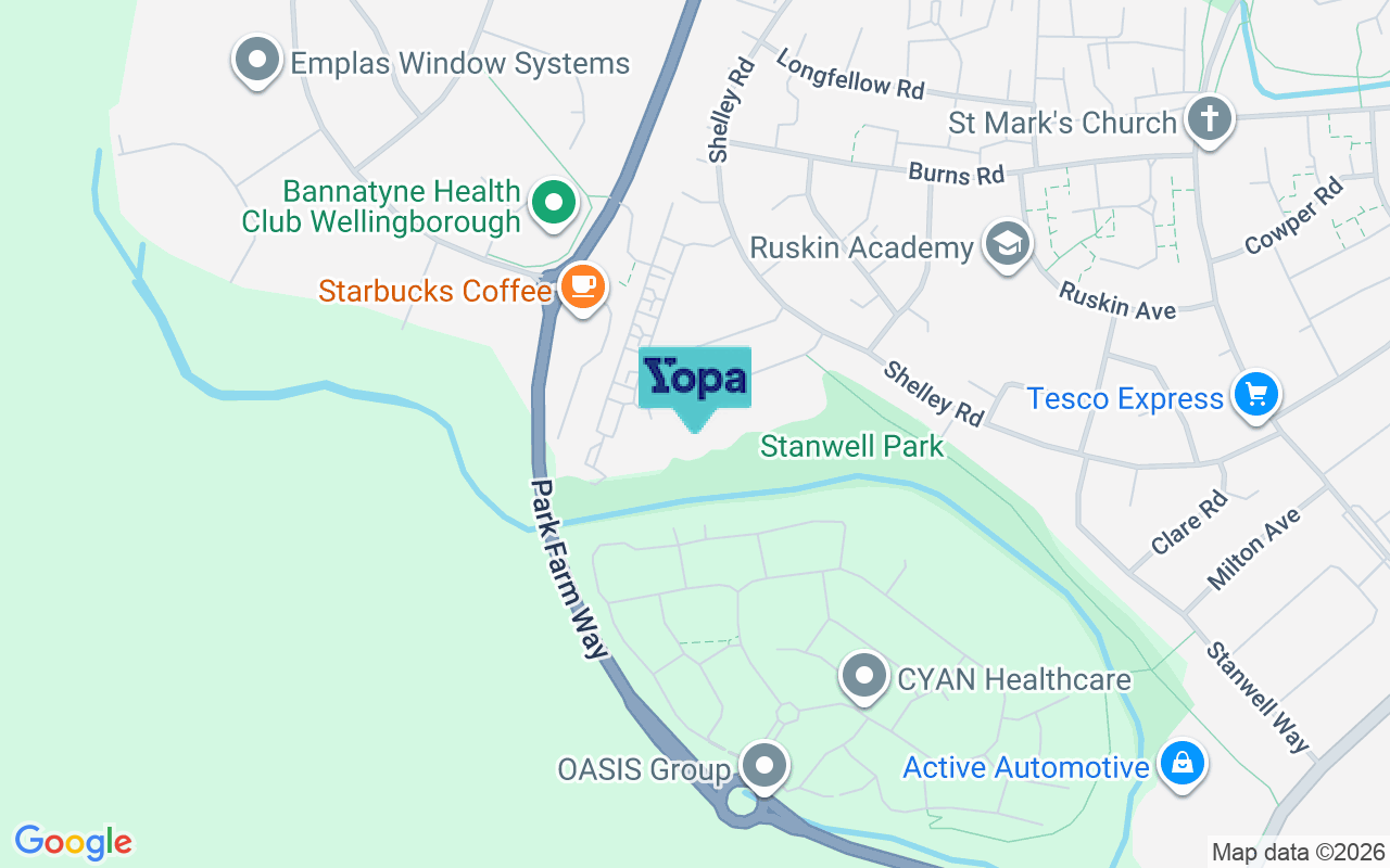 Map showing the location of NN8 3DY