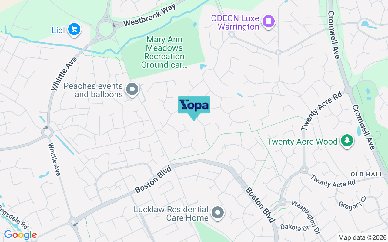 Map showing the location of WA5 8EX