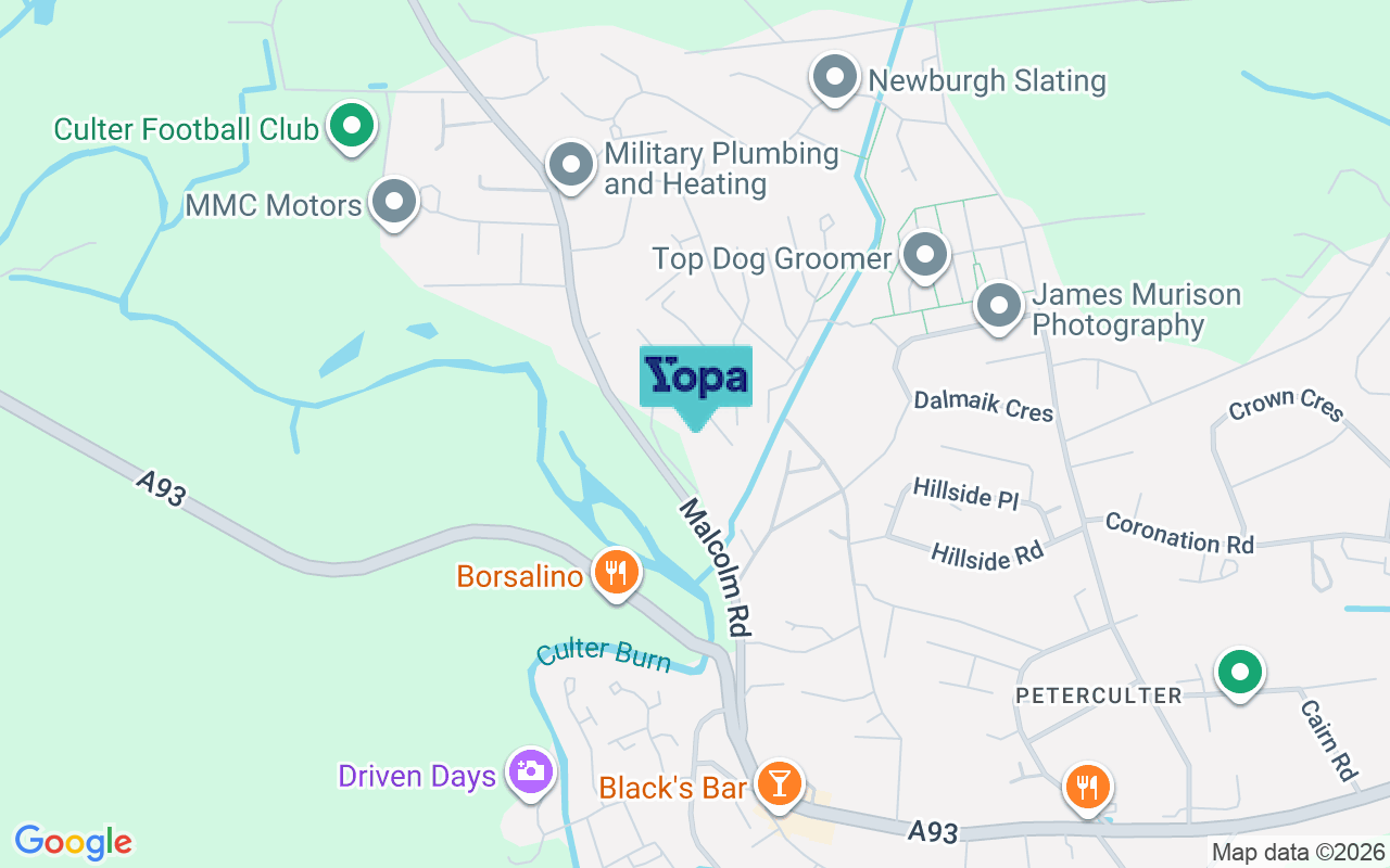 Map showing the location of AB14 0XA