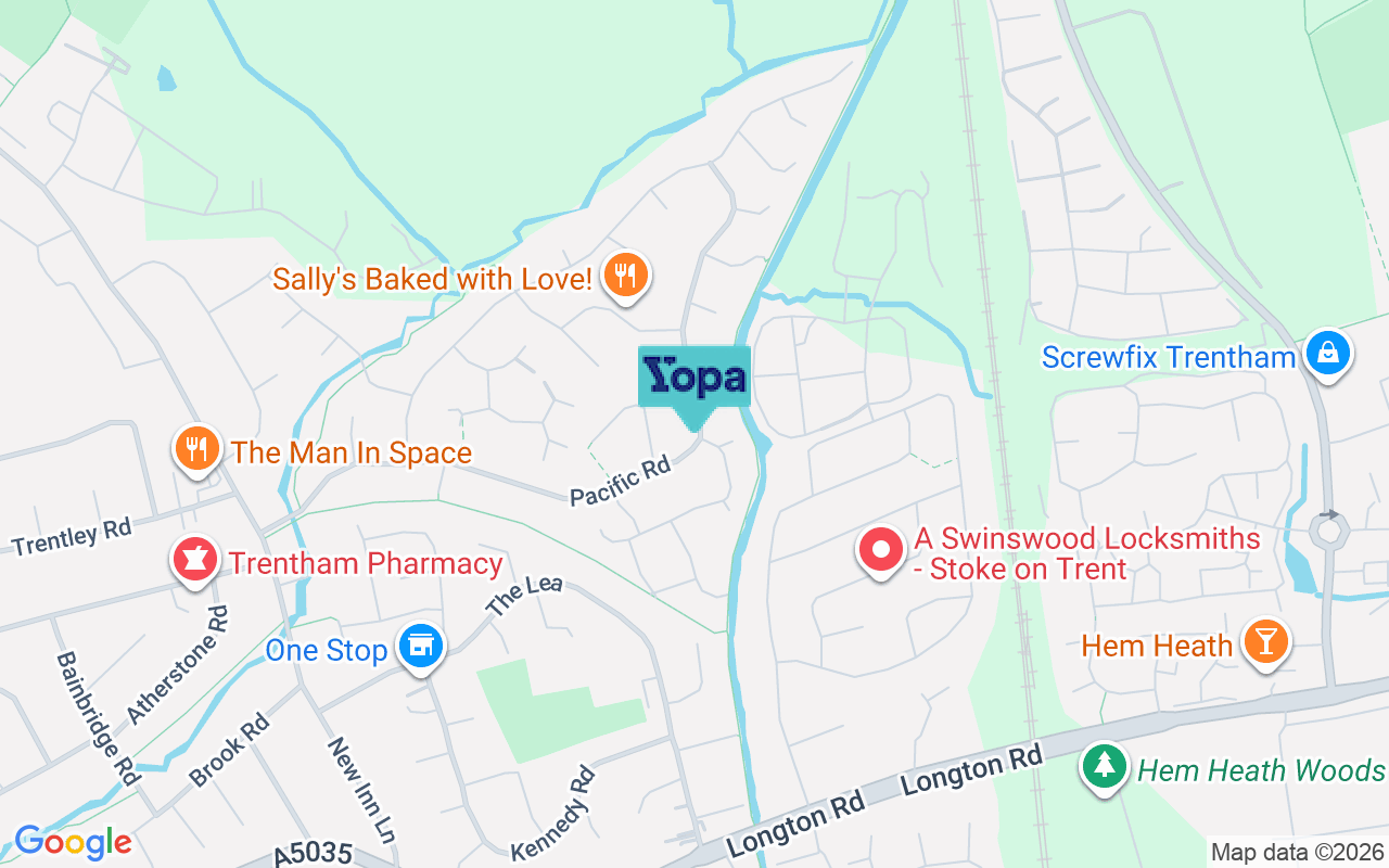 Map showing the location of ST4 8RT