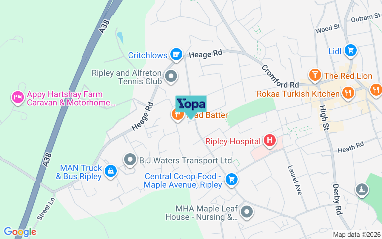 Map showing the location of DE5 3GN