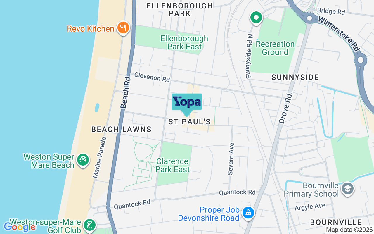 Map showing the location of BS23 1EW