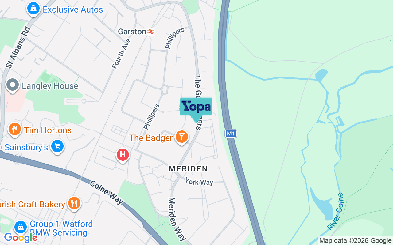 Map showing the location of WD25 9AT