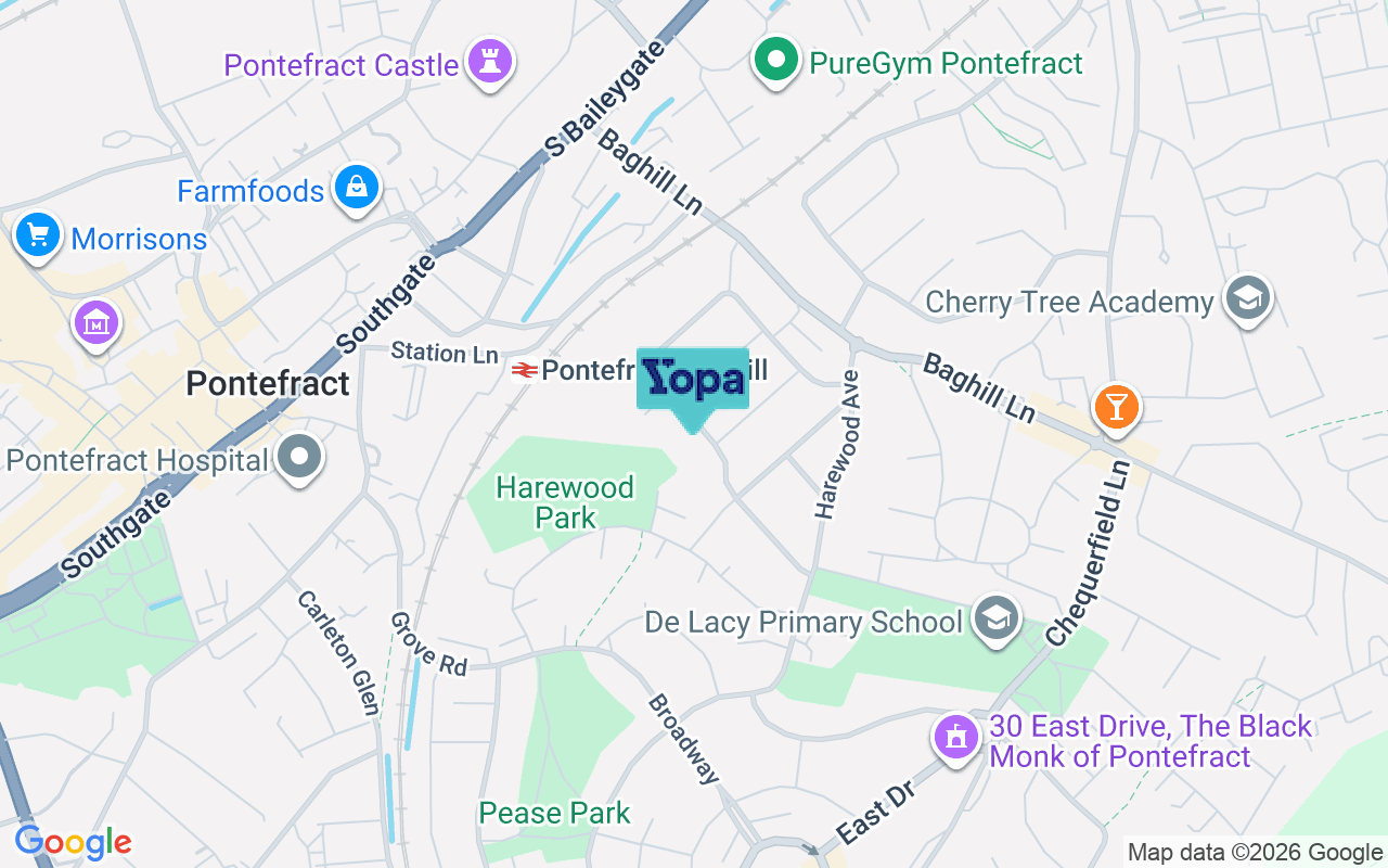 Map showing the location of WF8 2EL