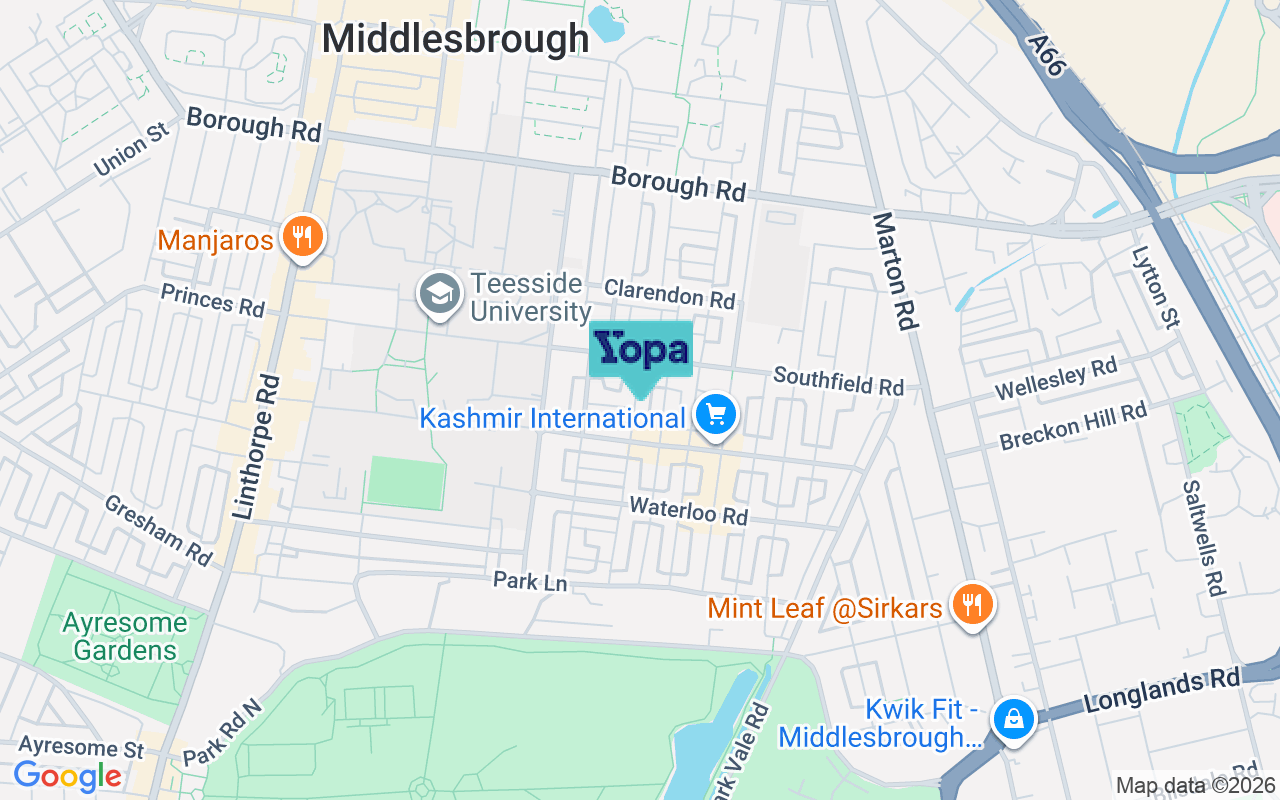 Map showing the location of TS1 3NH