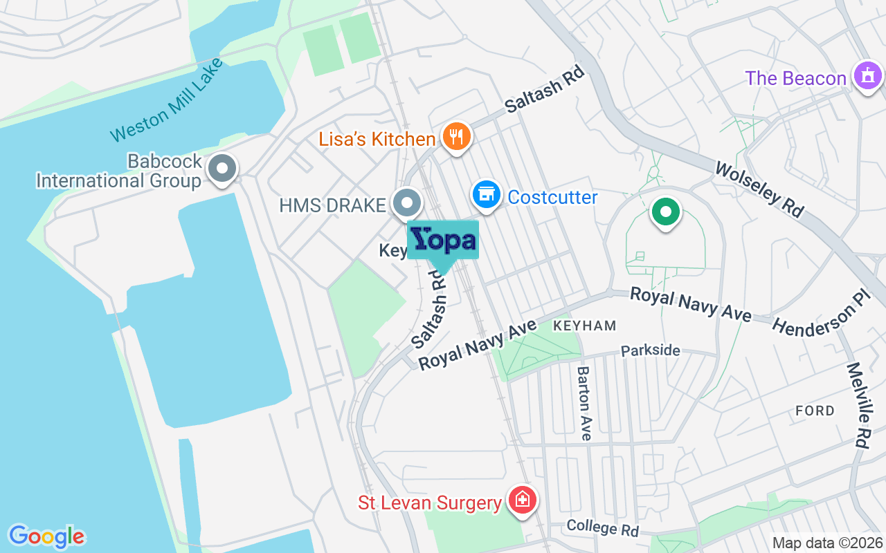 Map showing the location of PL2 2BD