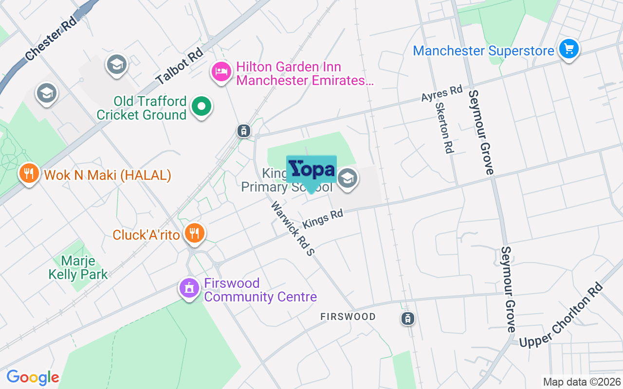 Map showing the location of M16 0JG