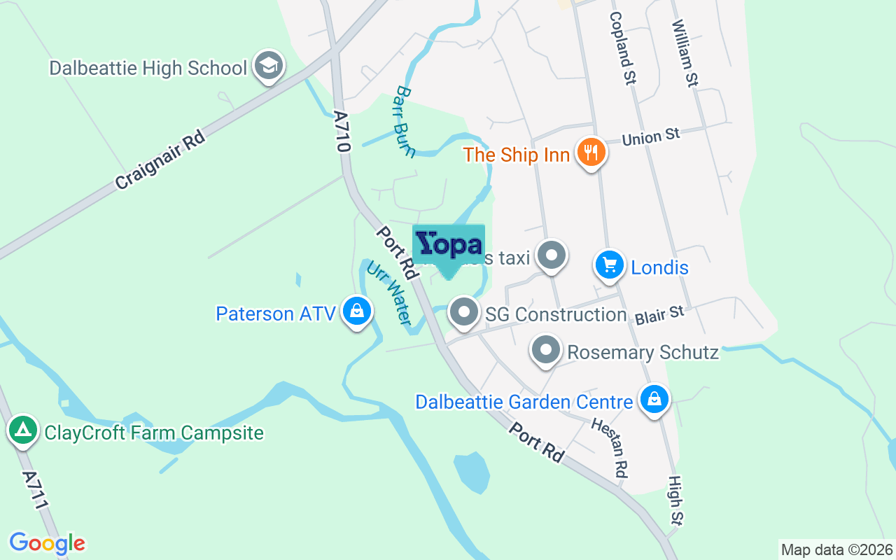 Map showing the location of DG5 4EY