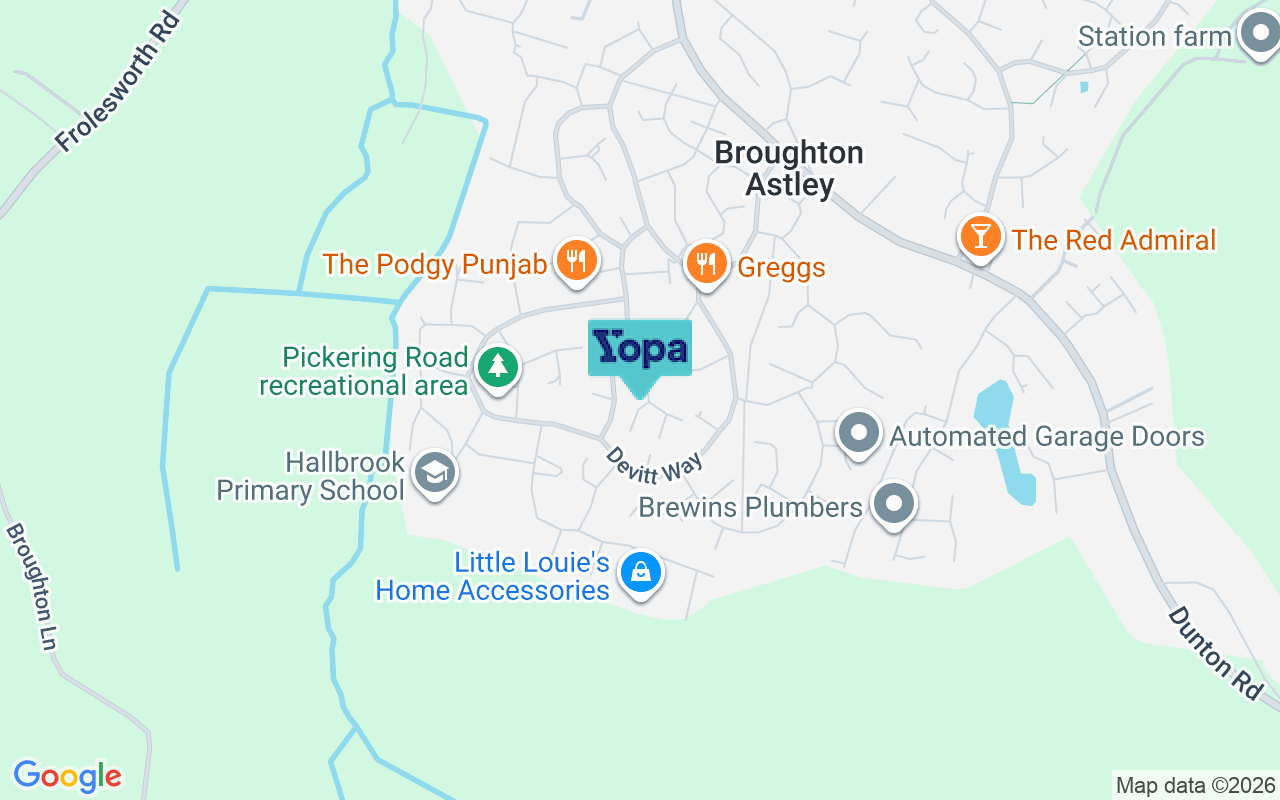 Map showing the location of LE9 6WD