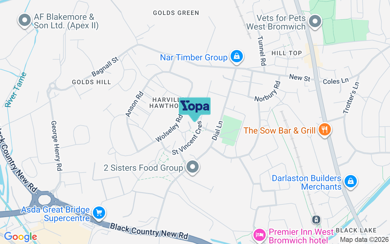 Map showing the location of B70 0LG