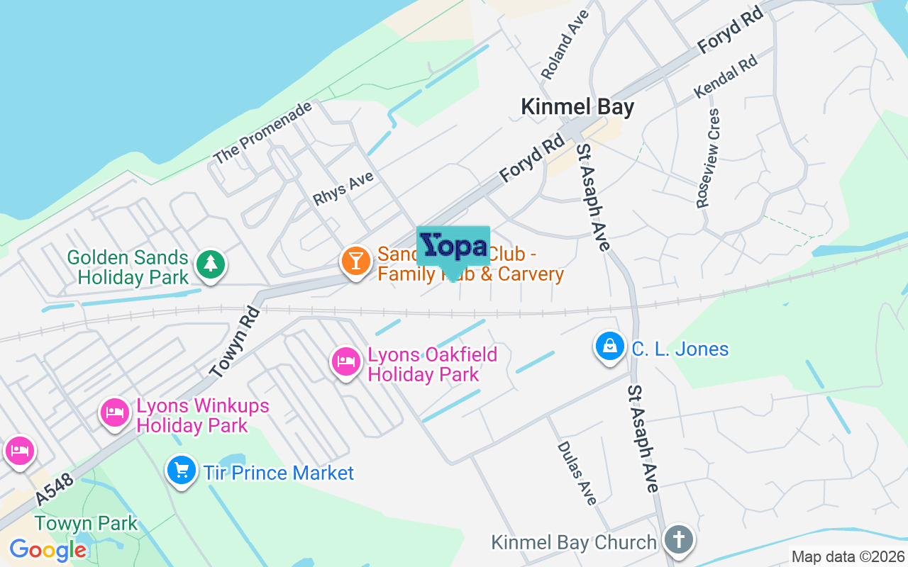 Map showing the location of LL18 5DT