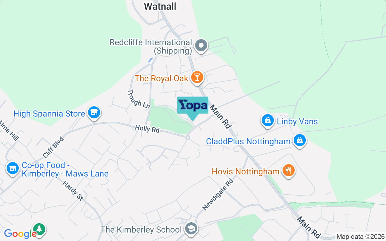 Map showing the location of NG16 1LB