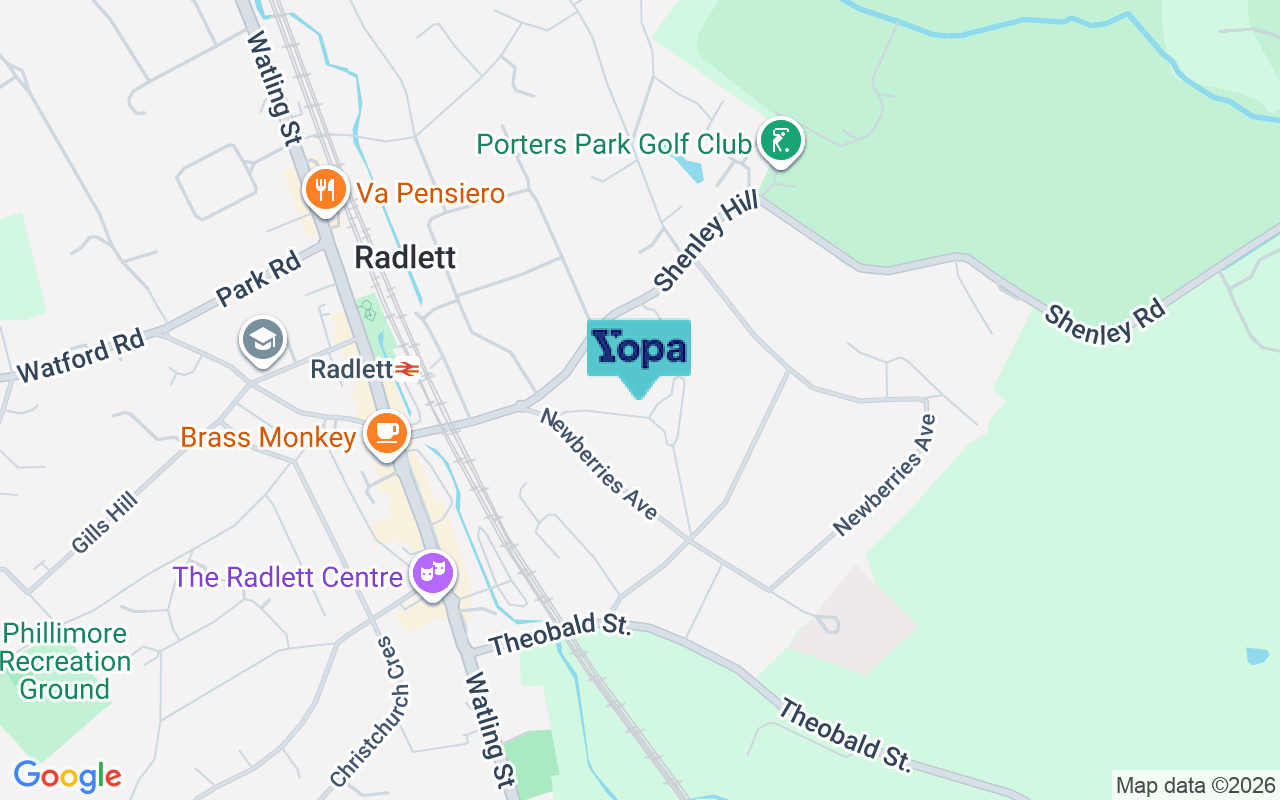 Map showing the location of WD7 7ER