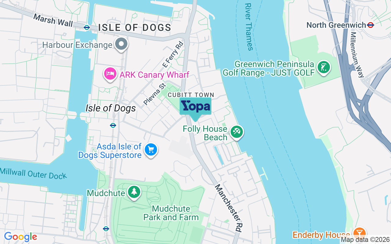 Map showing the location of E14 3HB