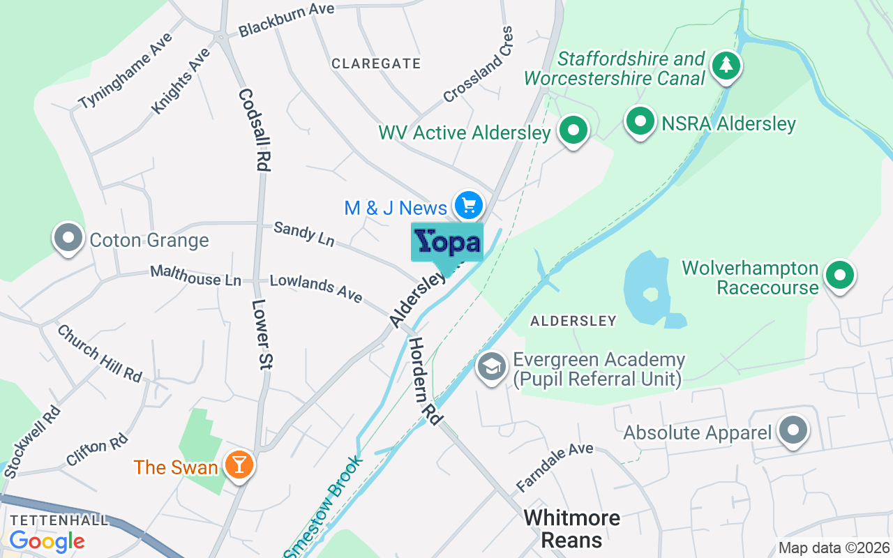 Map showing the location of WV6 9NB
