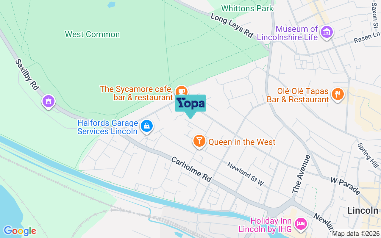 Map showing the location of LN1 1NH
