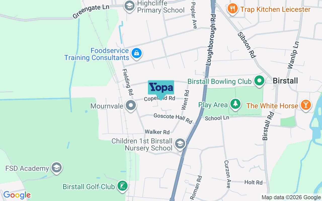 Map showing the location of LE4 3AA