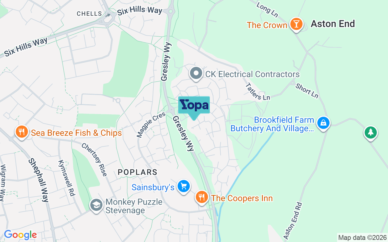Map showing the location of SG2 9QA