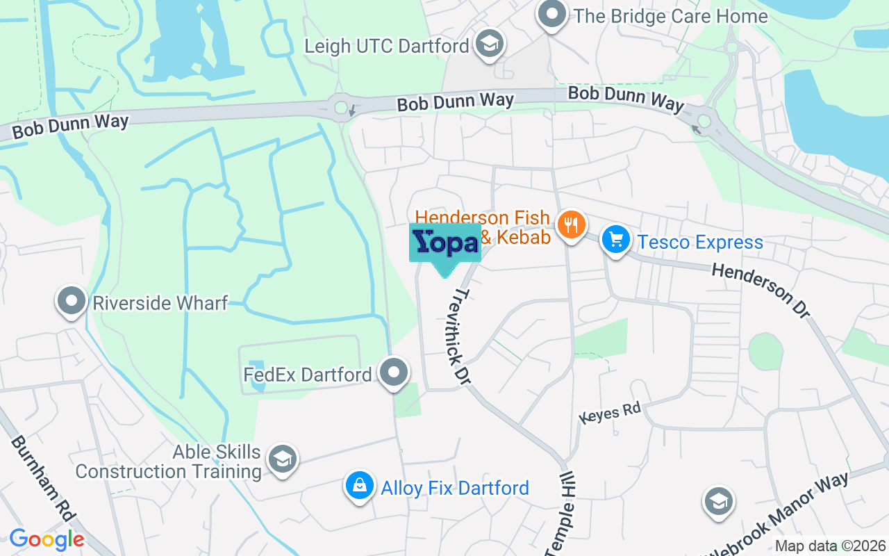 Map showing the location of DA1 5LL