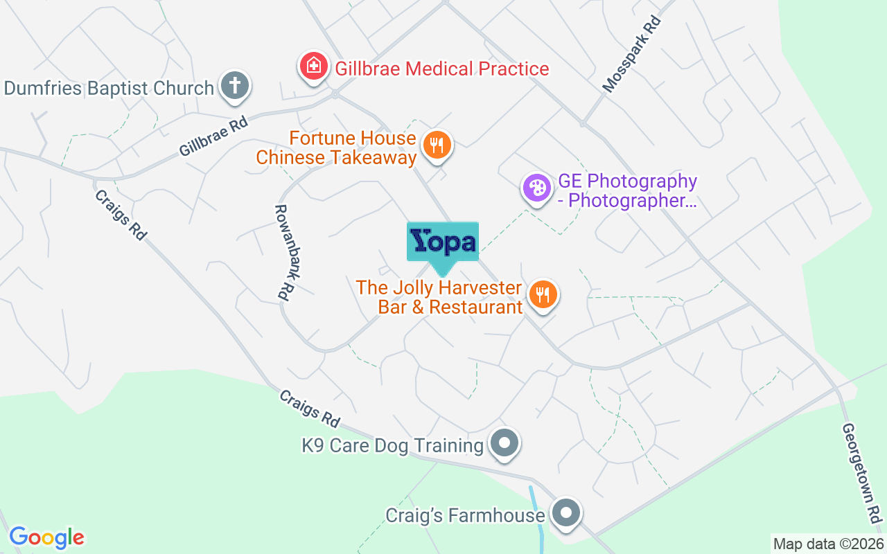Map showing the location of DG1 4BA