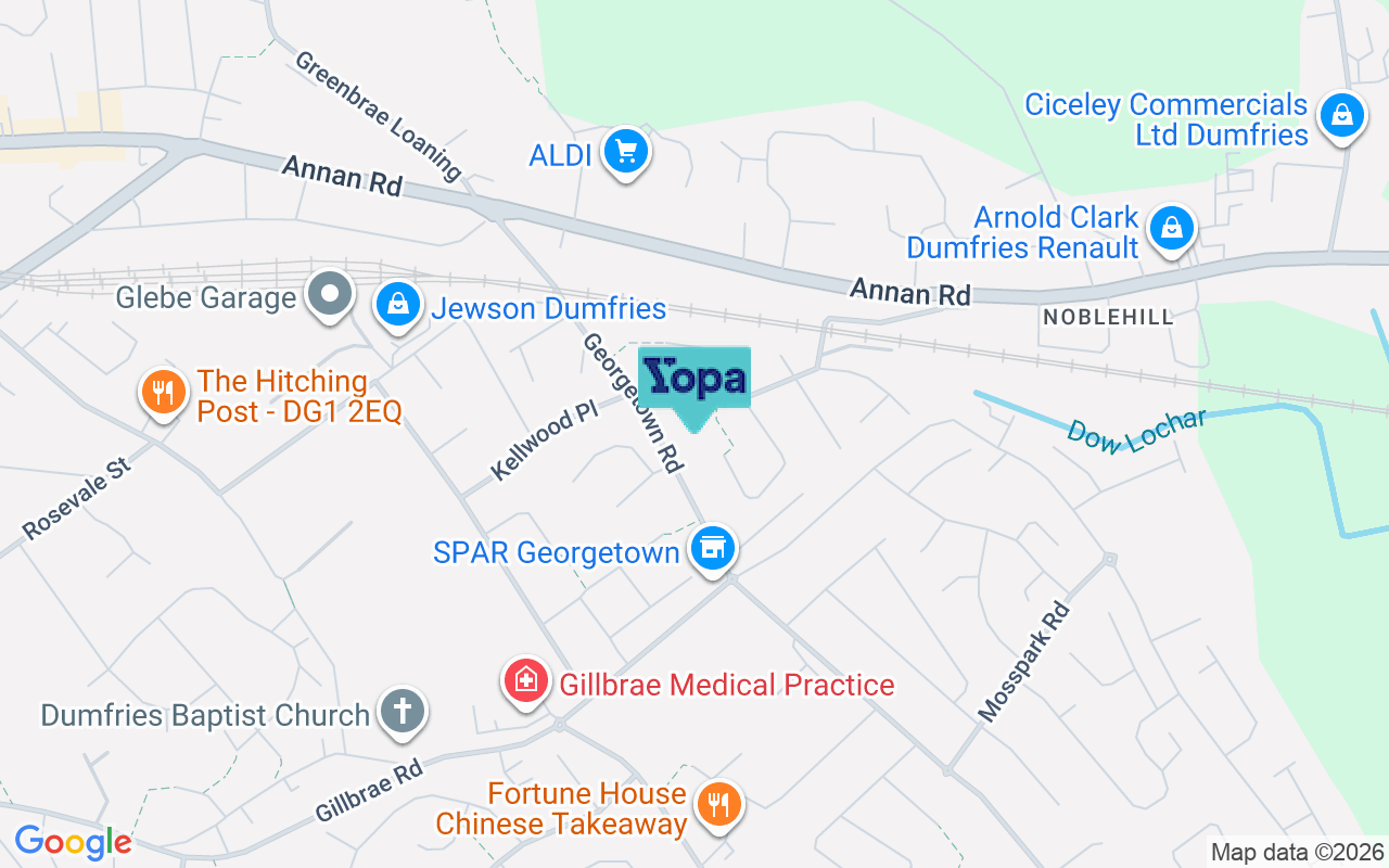 Map showing the location of DG1 4BX