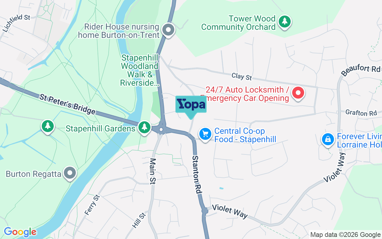 Map showing the location of DE15 9DU