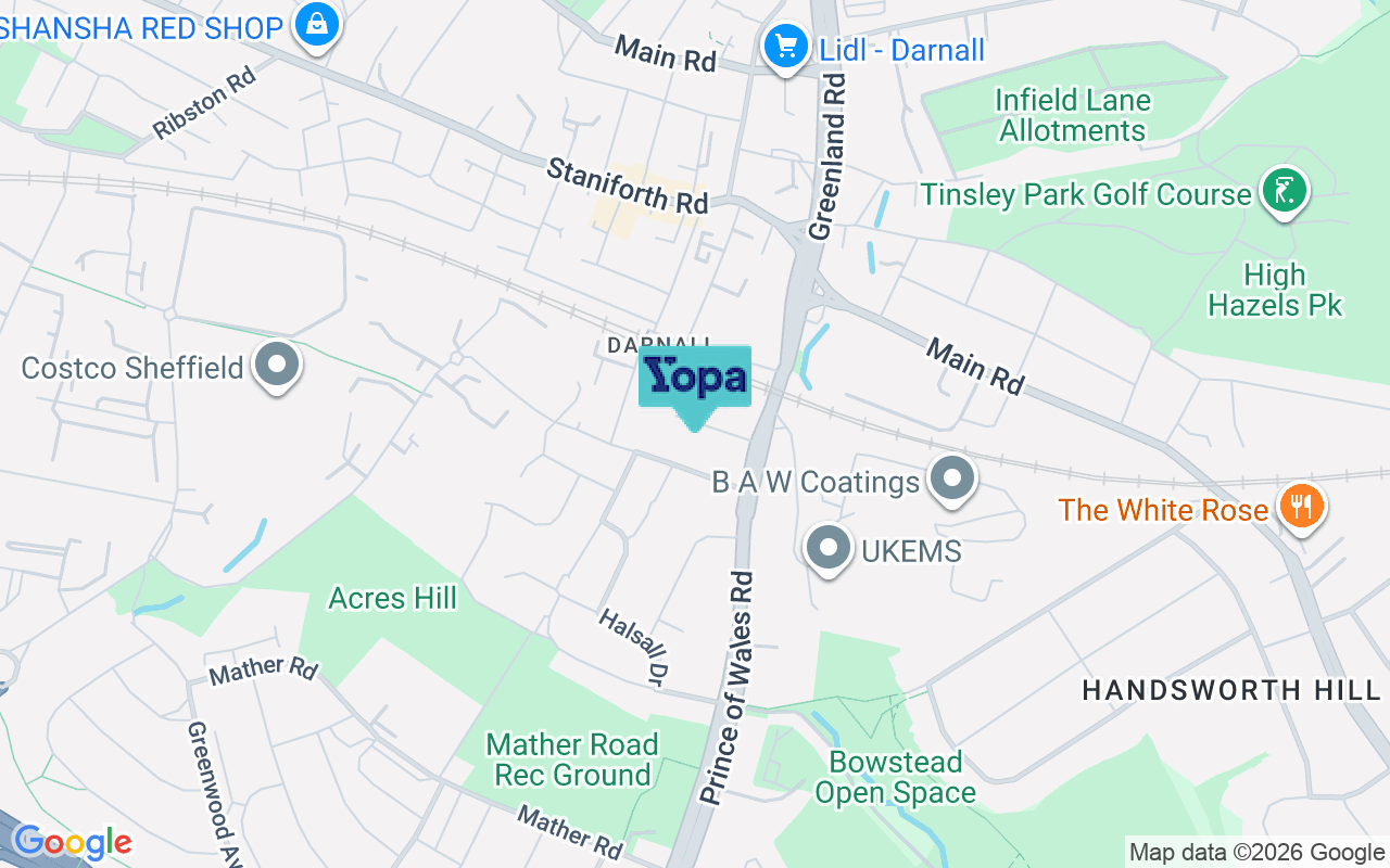 Map showing the location of S9 4JR