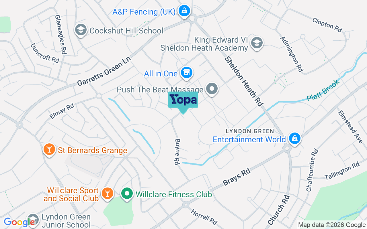 Map showing the location of B26 2QN
