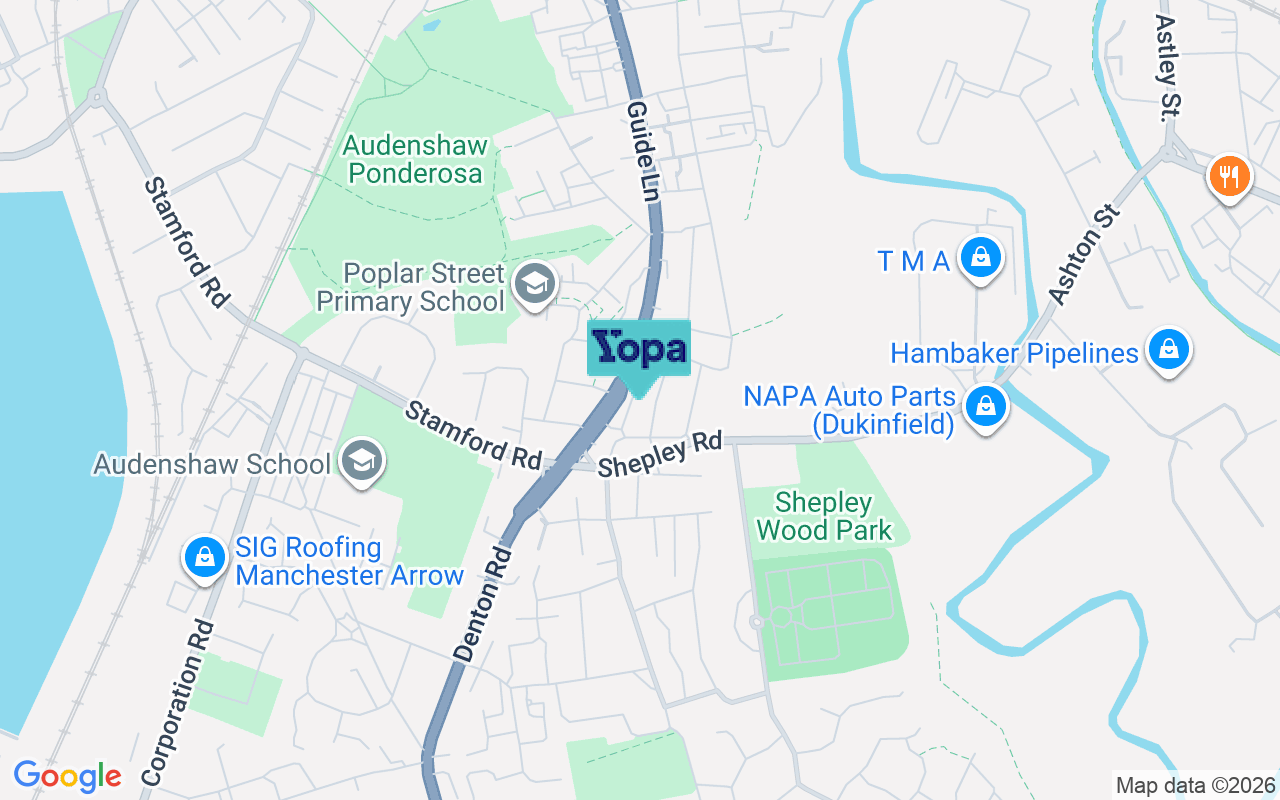 Map showing the location of M34 5BP