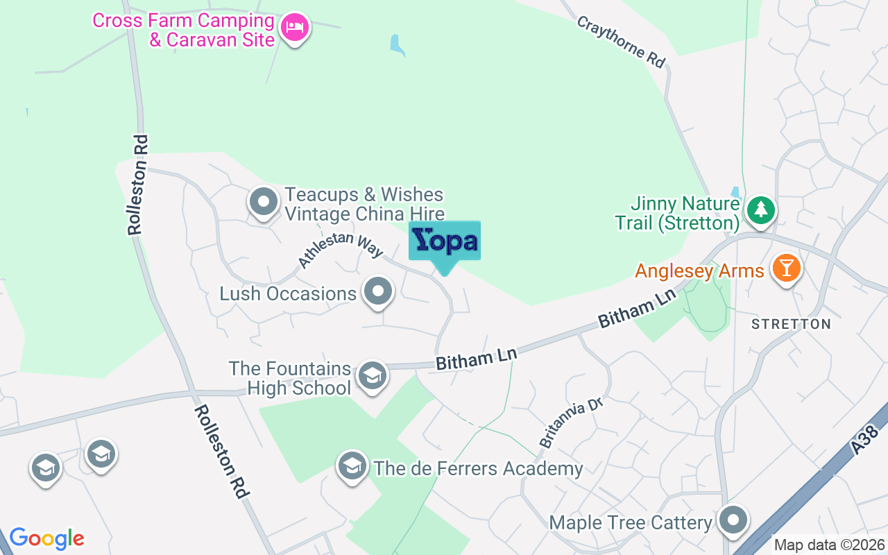 Map showing the location of DE13 0YJ