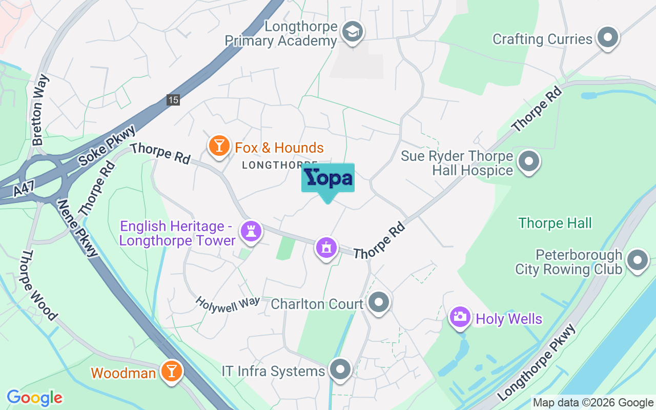 Map showing the location of PE3 9NG