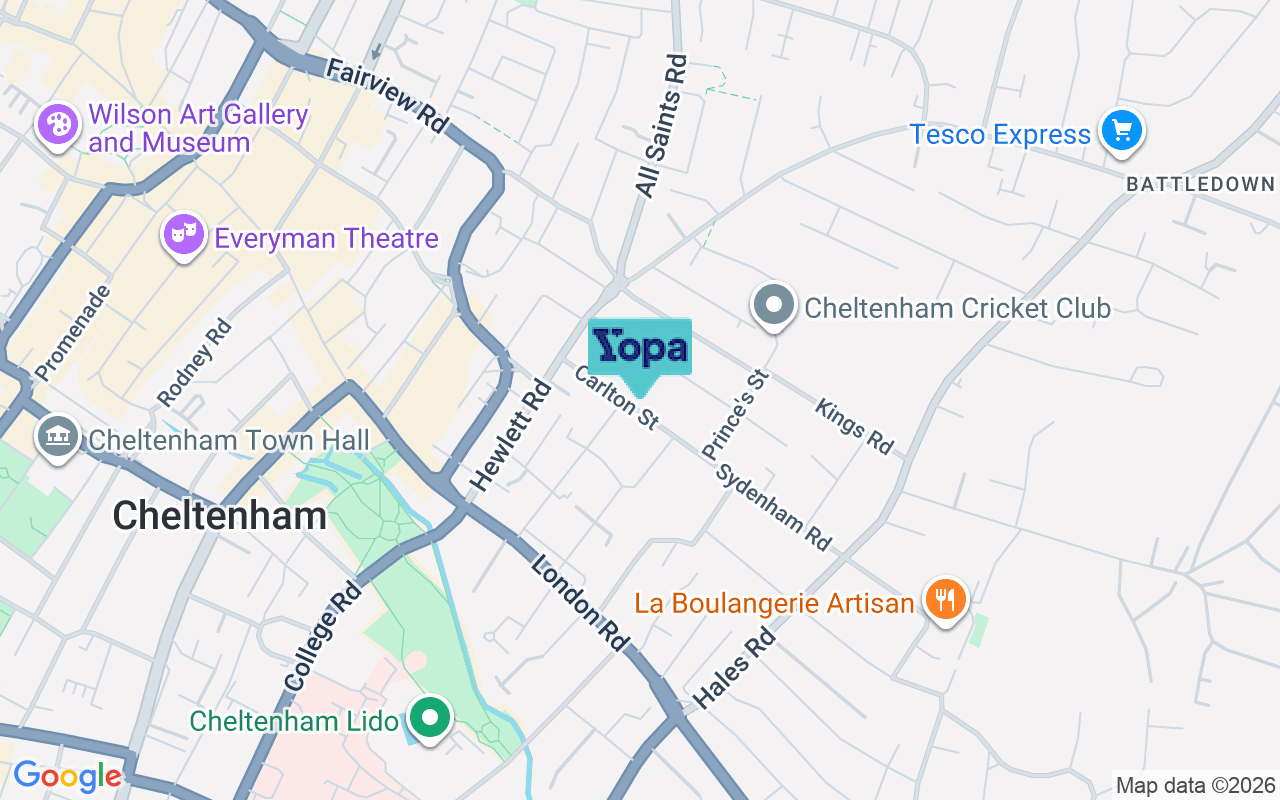 Map showing the location of GL52 6AQ