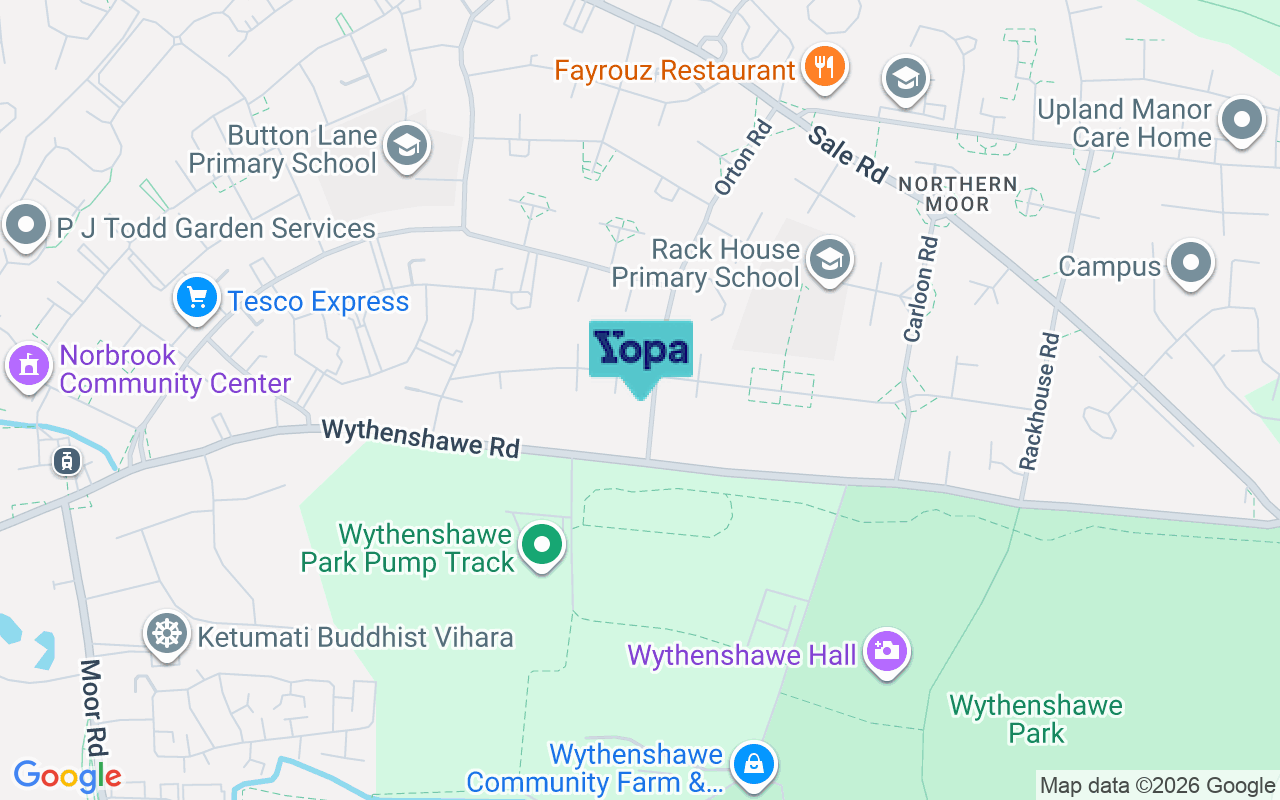 Map showing the location of M23 0PQ