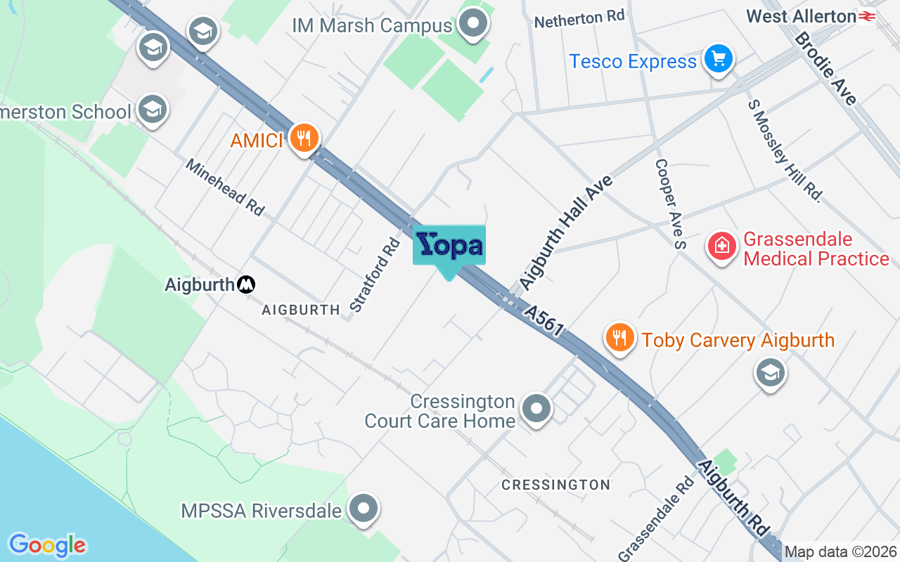 Map showing the location of L19 3QE
