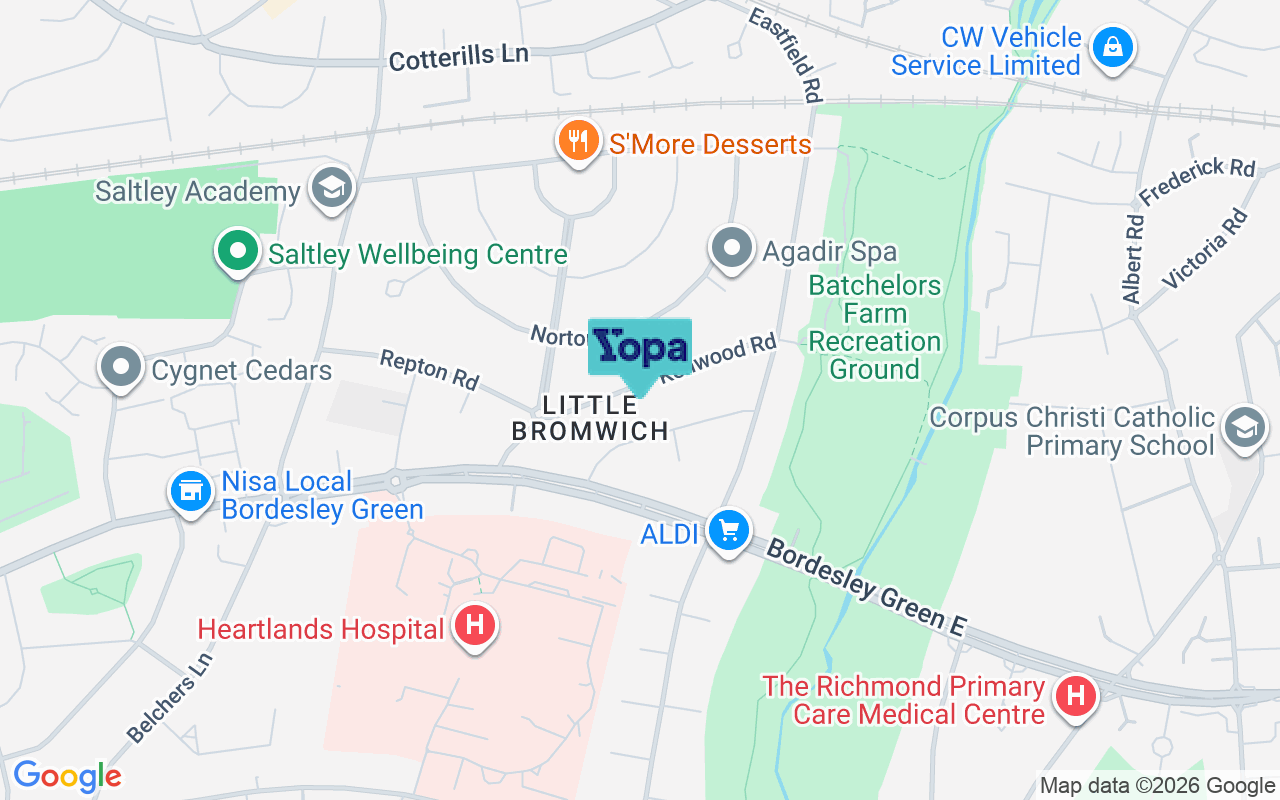 Map showing the location of B9 5UQ