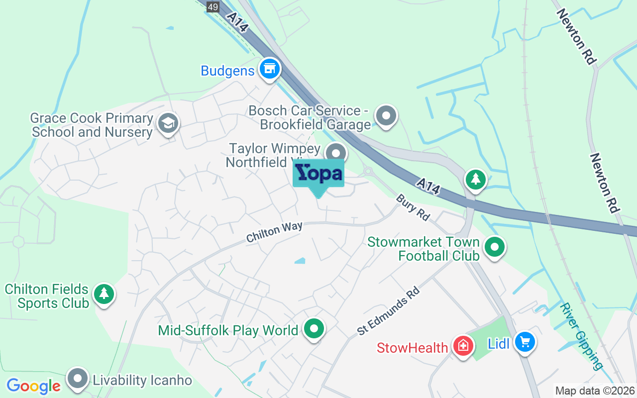 Map showing the location of IP14 1GA