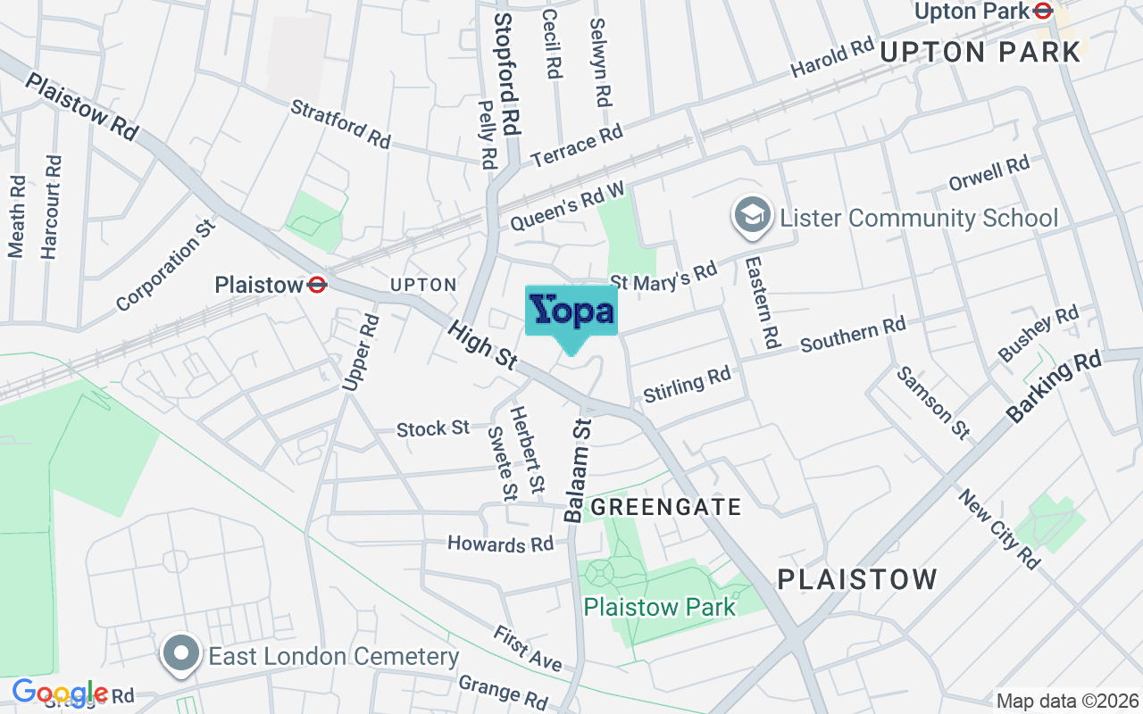 Map showing the location of E13 0BW