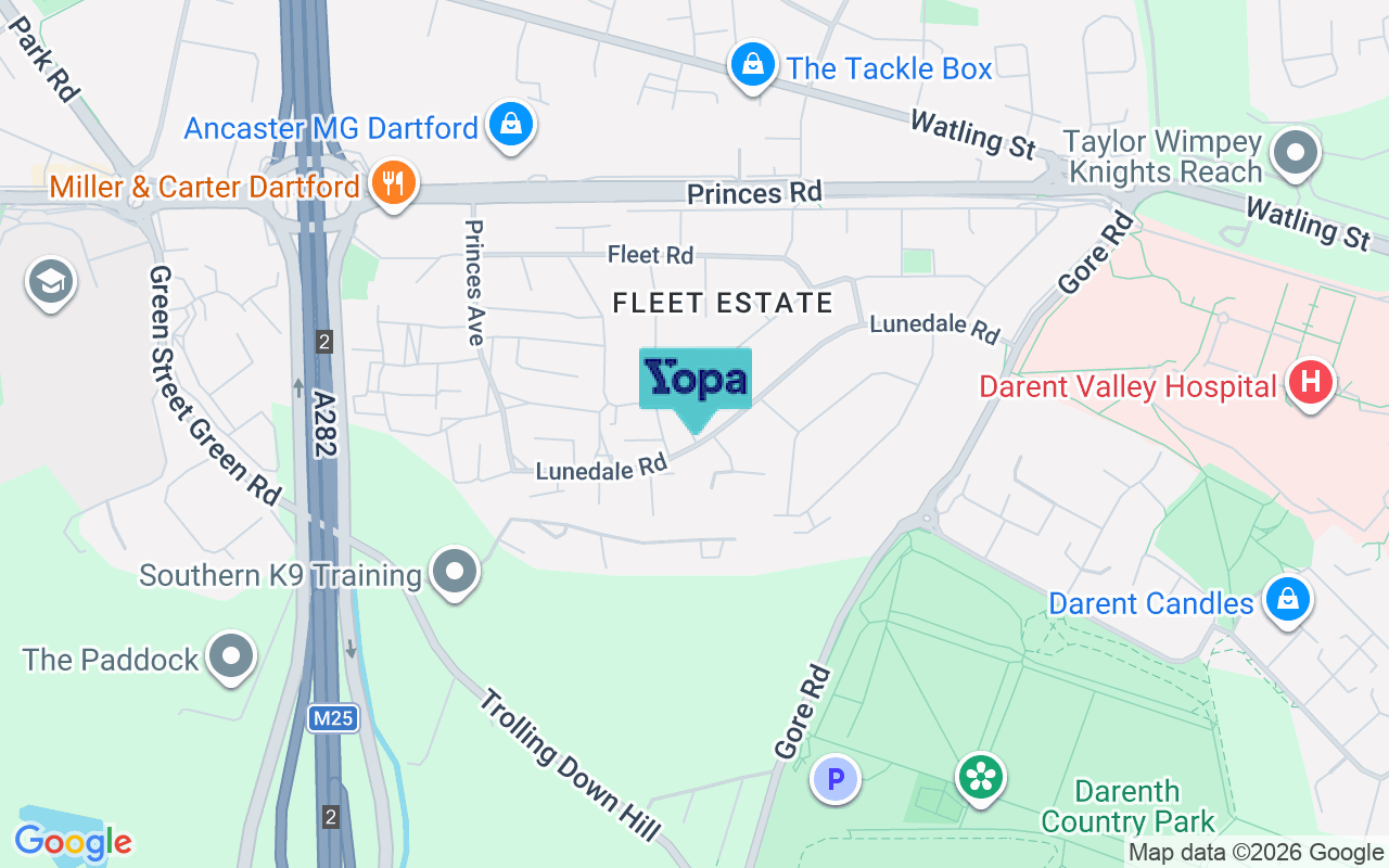 Map showing the location of DA2 6JX