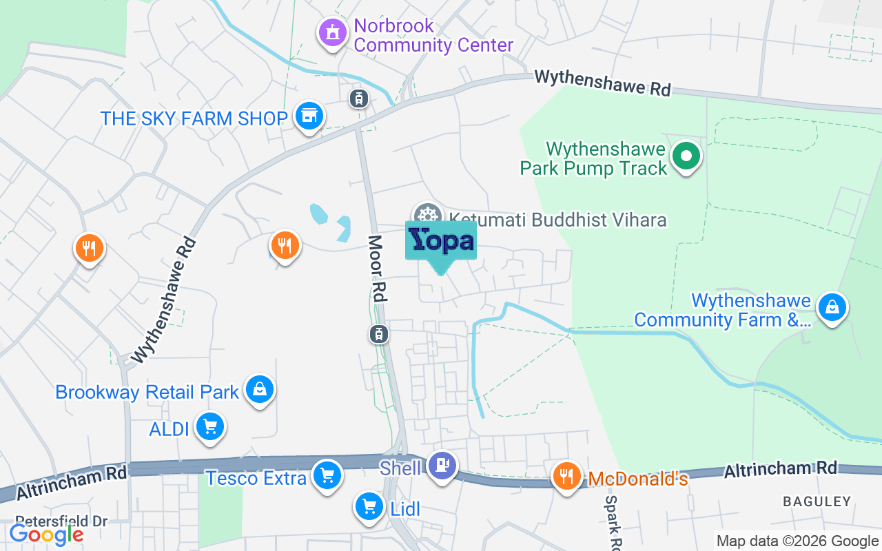 Map showing the location of M23 9RN
